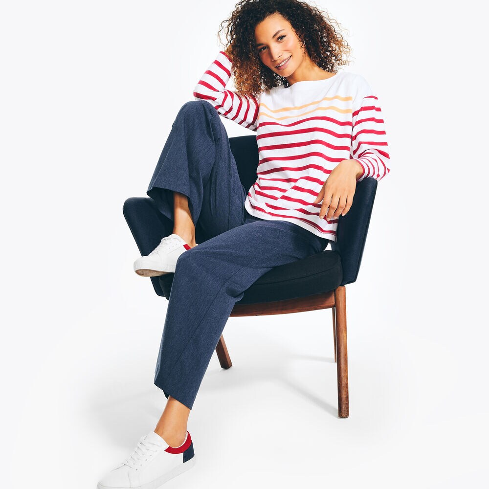 Striped Long Sleeve Top,Sailor Red,large