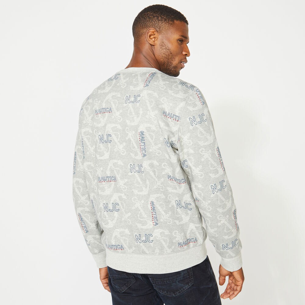 NAUTICA JEANS CO. PRINTED LOGO SWEATSHIRT,Grey Heather,large