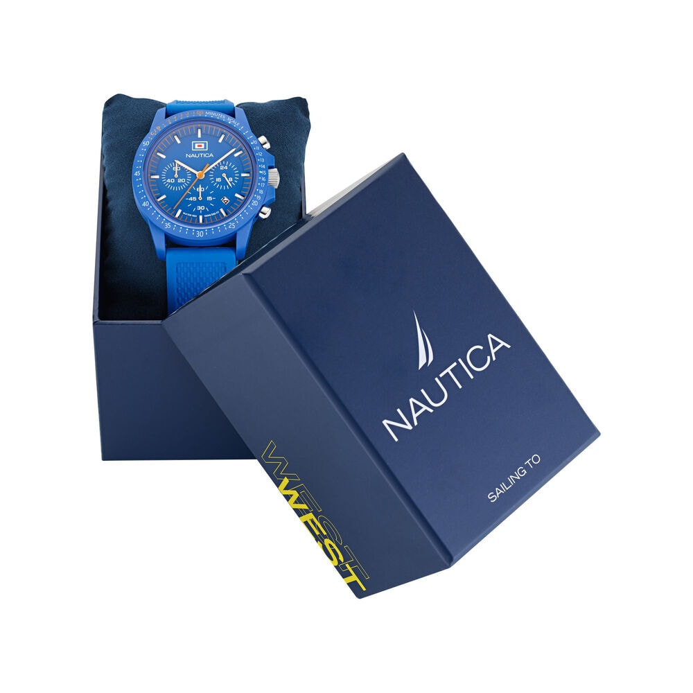 Nautica One Wheat Fiber Strap 3-Hand Watch,Ice Blue,large