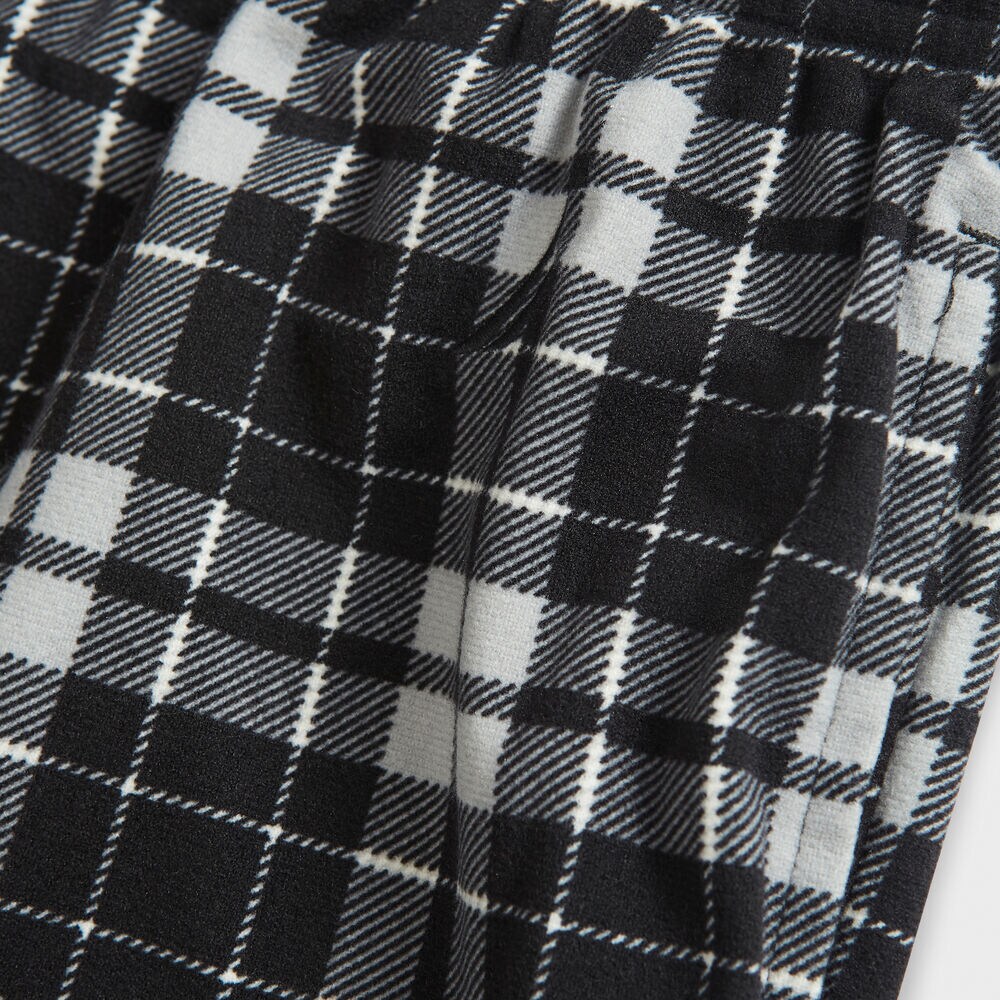 PLAID FLEECE SLEEP PANT,True Black,large