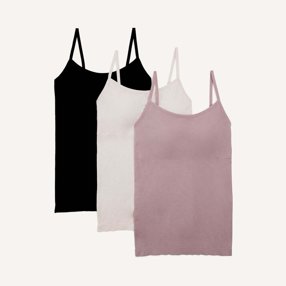 Seamless Cami, 3-Pack,Dark Brown Heather,large