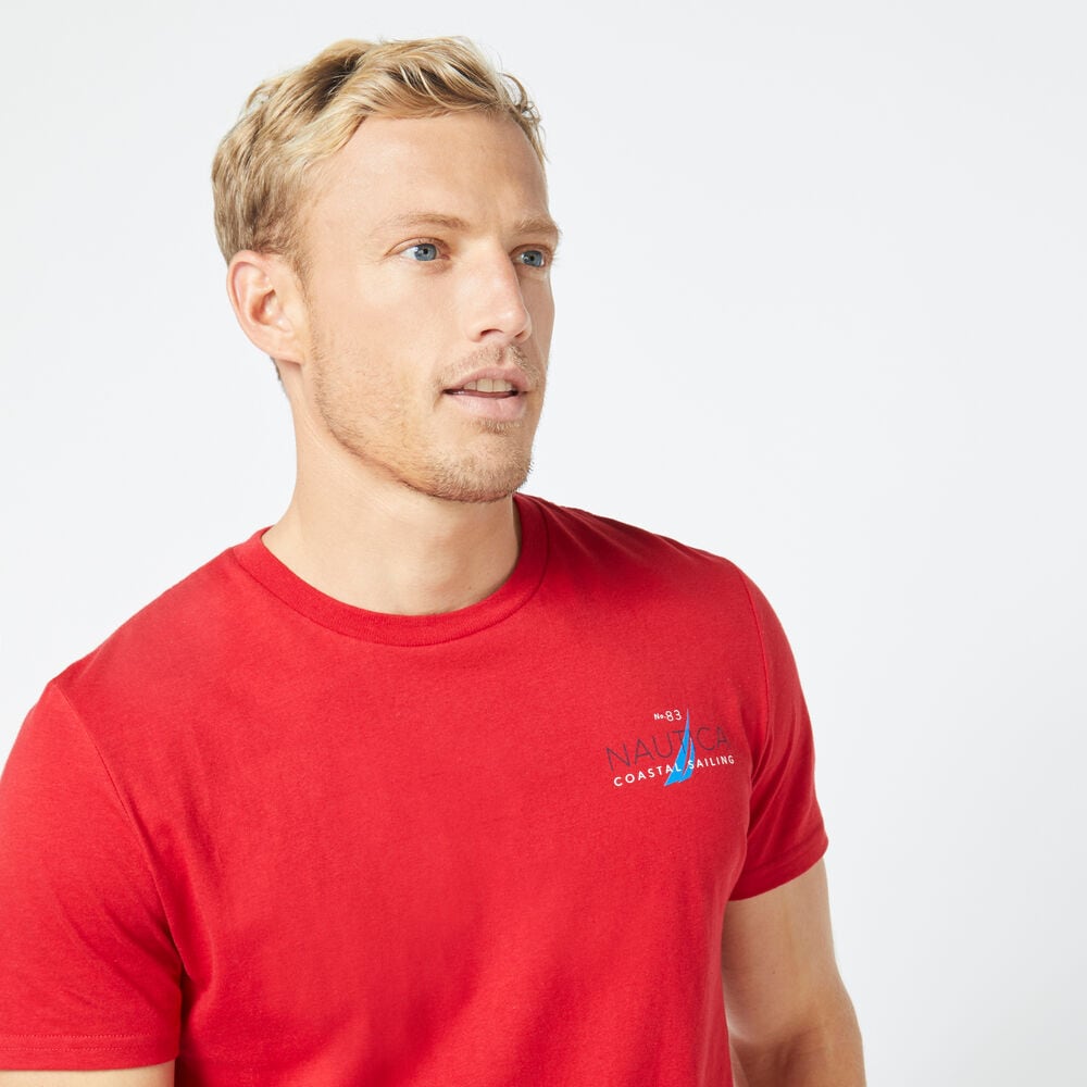 COASTAL SAILING GRAPHIC T-SHIRT,Nautica Red,large