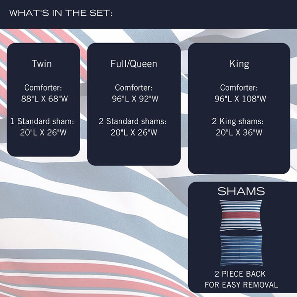 Kennedy Stripe Navy King Comforter & Sham Set