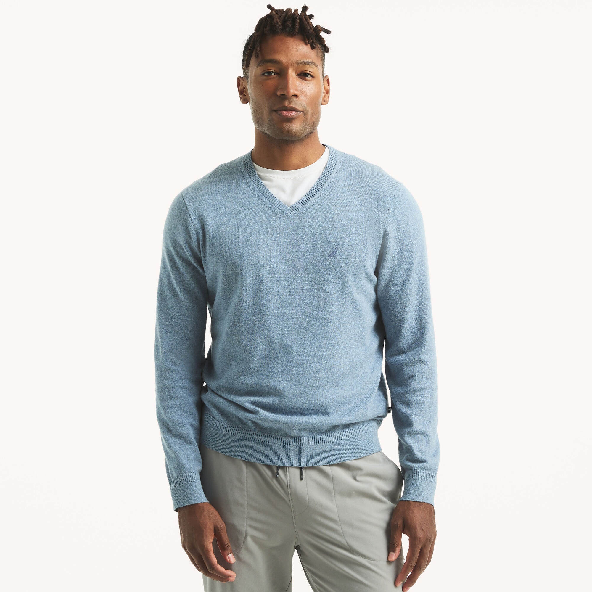 Navtech V-Neck Sweater,Anchor Blue Heather,large
