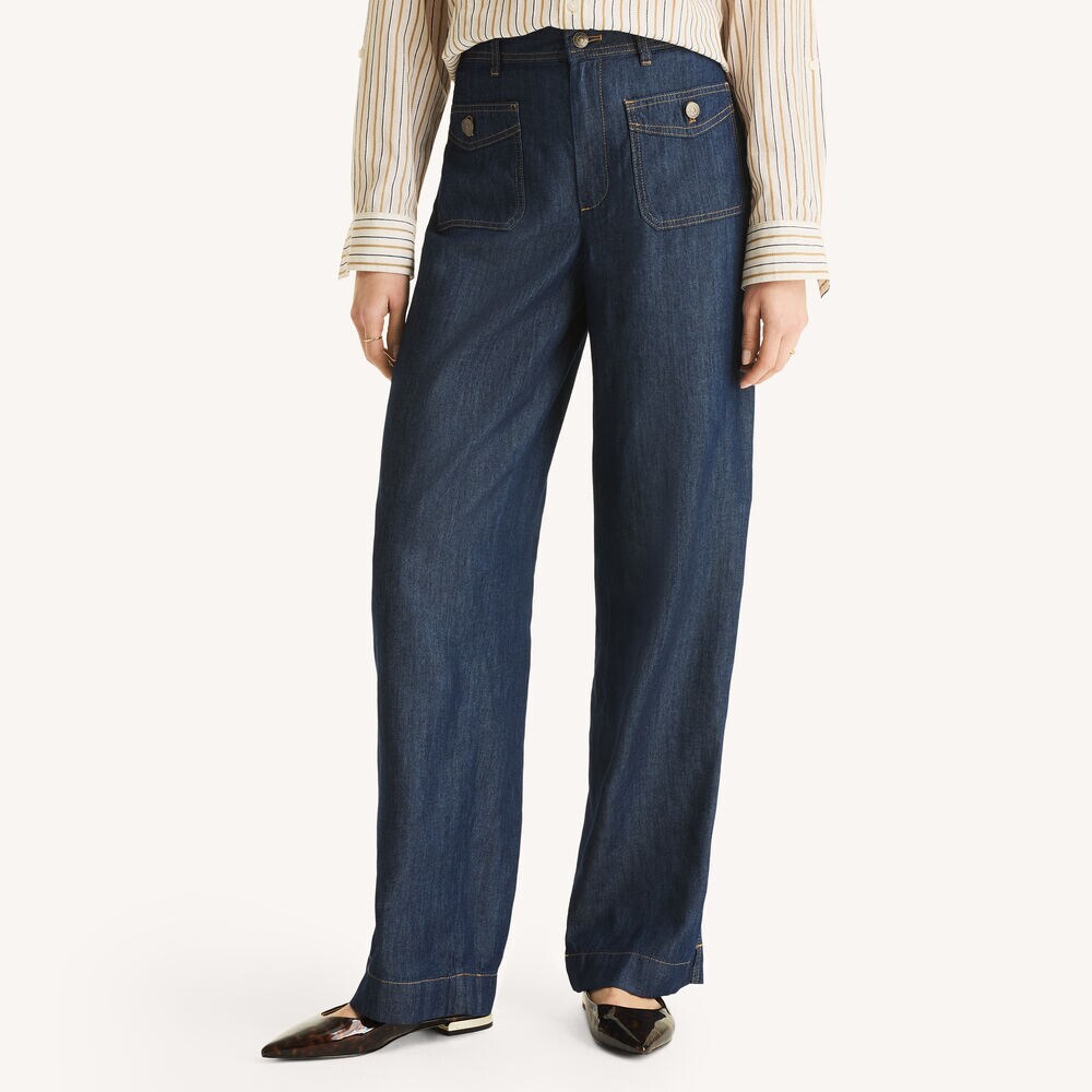 Chambray Wide Leg Pant,Stellar Blue Heather,large