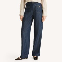 Chambray Wide Leg Pant,Stellar Blue Heather,large