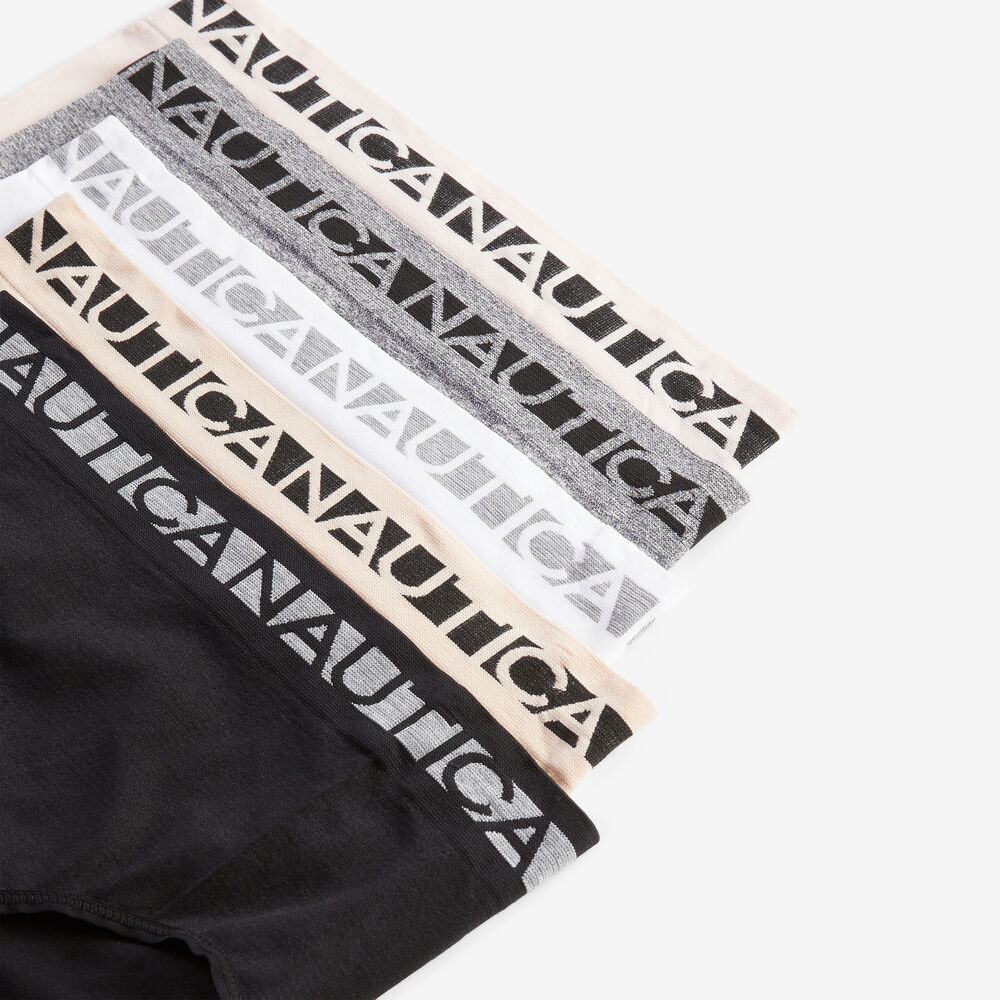 STRIPED LOGO BRIEF, 5-PACK,True Black,large