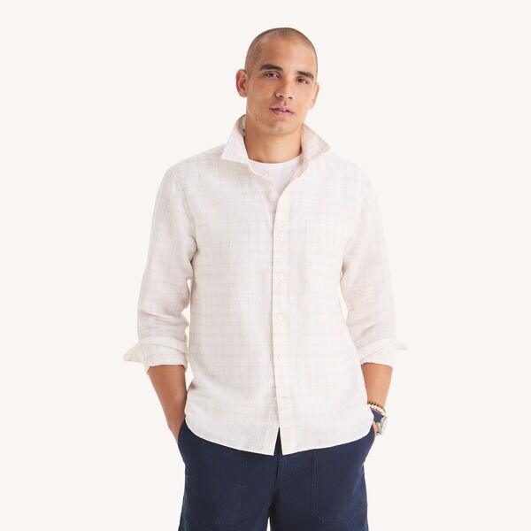 Plaid Linen-Blend Shirt