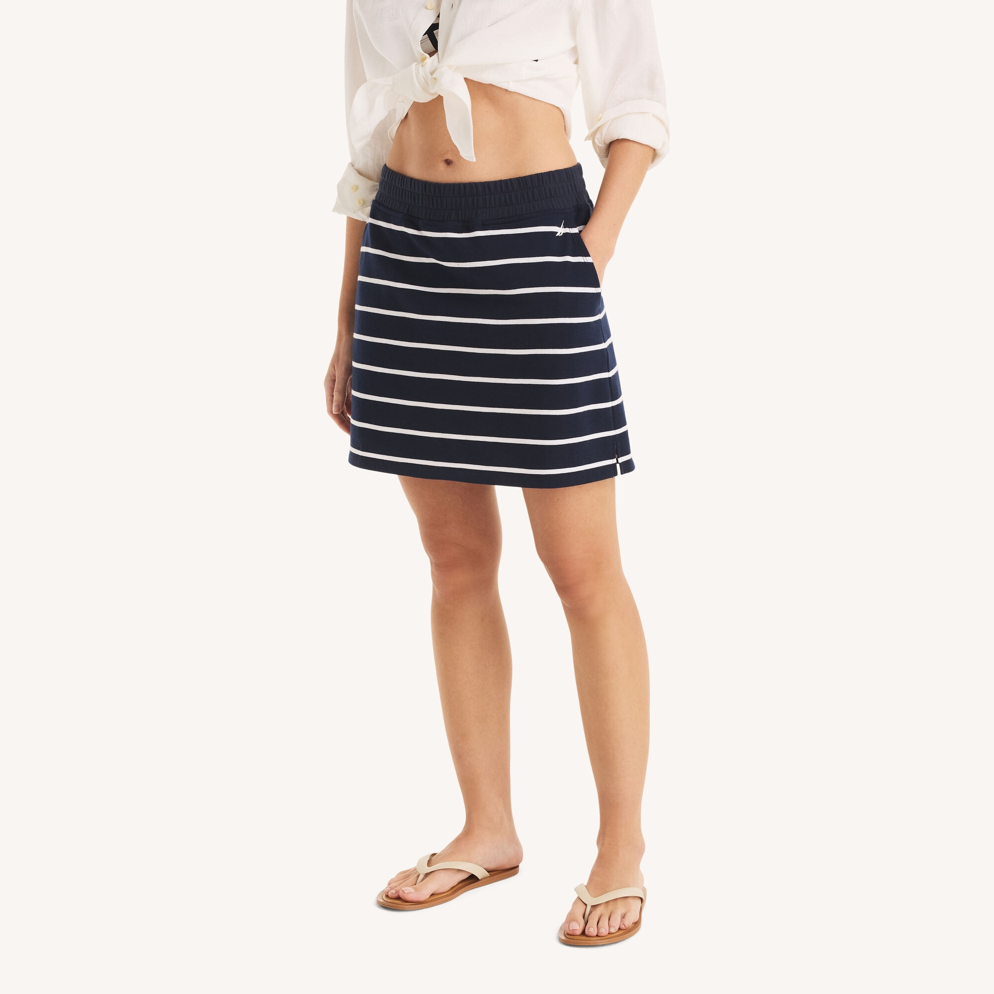 Striped Pull-On Skort,Ballard Blue,large
