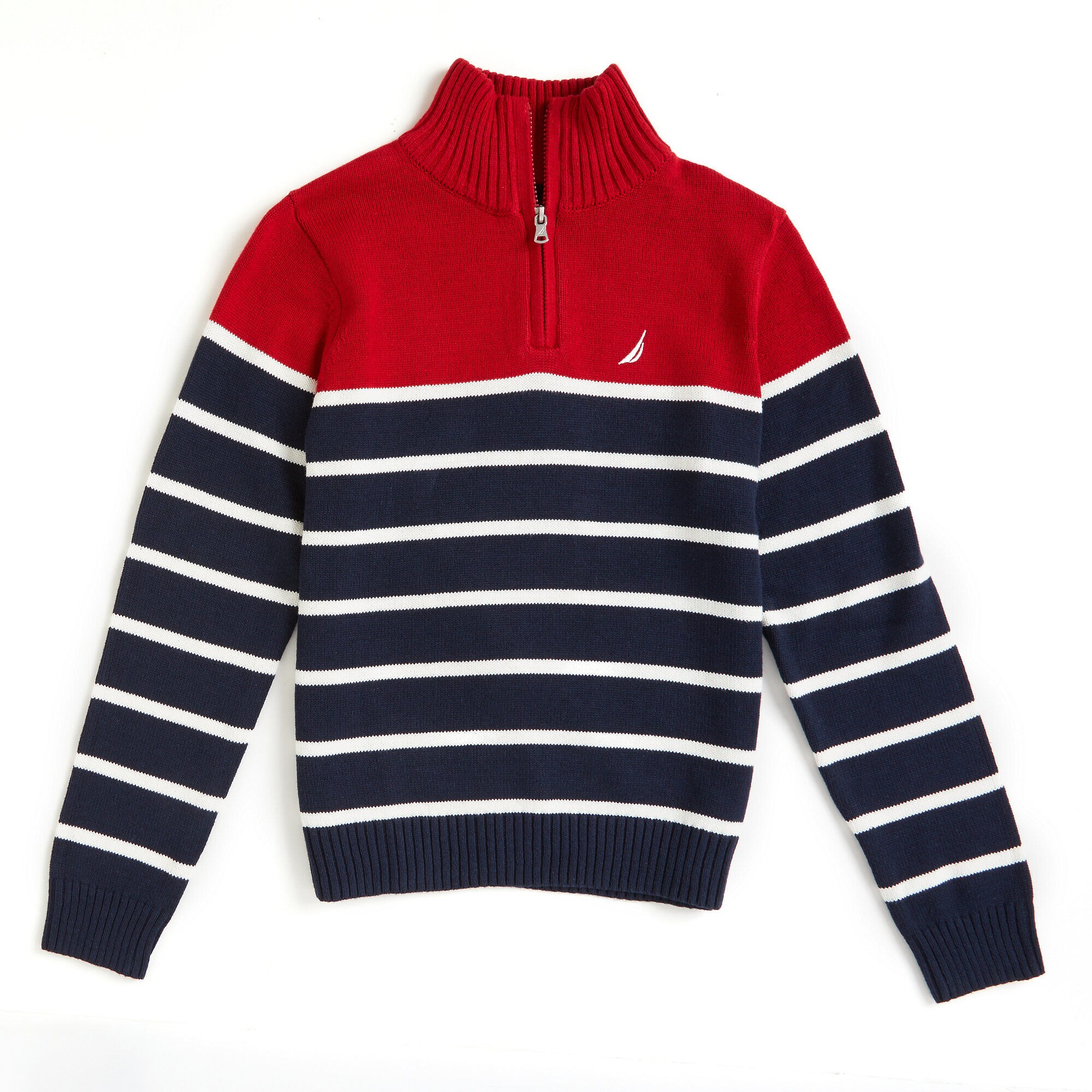 Little Boys' Salt Quarter-Zip Striped Sweater (4-7),Dark Acacia,large