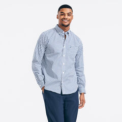 SLIM FIT PLAID SHIRT,Stellar Blue Heather,large