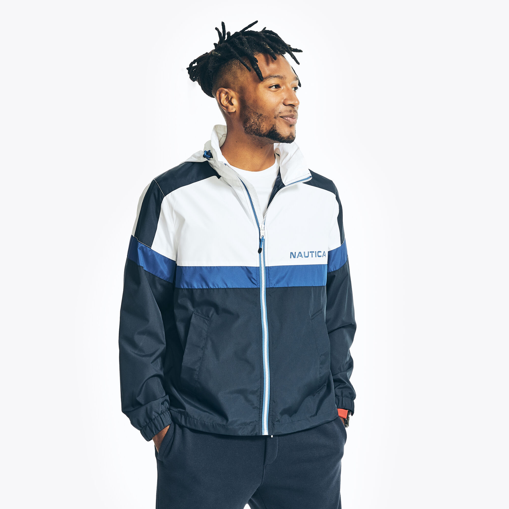 LIGHTWEIGHT COLORBLOCK JACKET,Navy,large