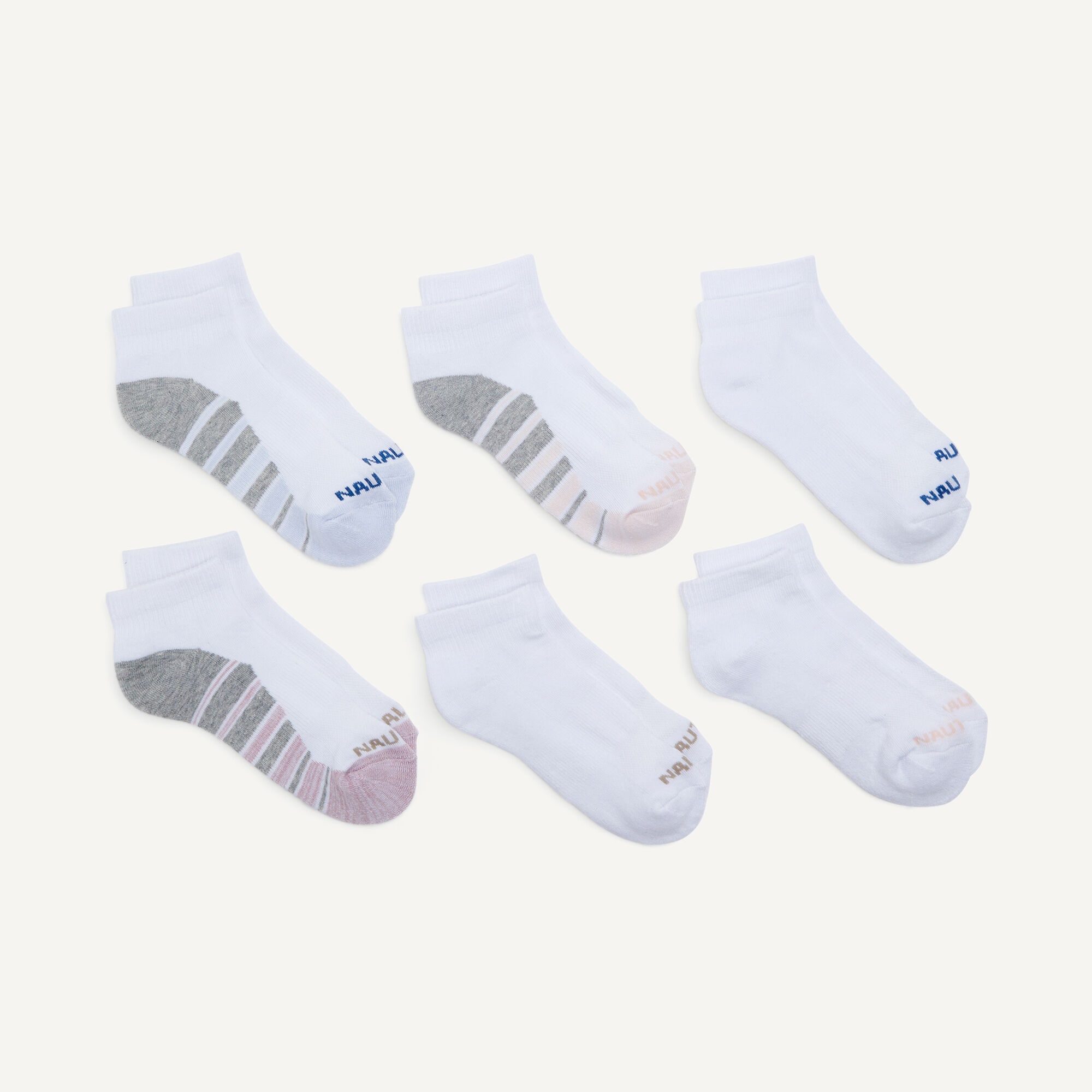 Athletic Quarter Socks, 6-Pack,Antique White Wash,large