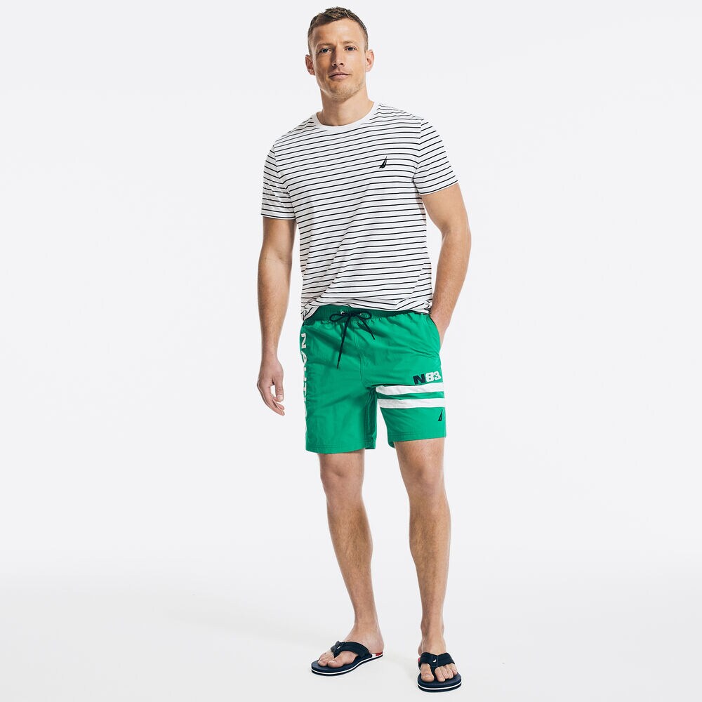 8" LOGO STRIPE QUICK-DRY SWIM,Dark Dill,large