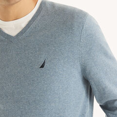 Navtech V-Neck Deck Sweater,Anchor Blue Heather,large