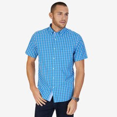 Tartan Plaid Classic Fit Button-Down Shirt,Aquadream,large