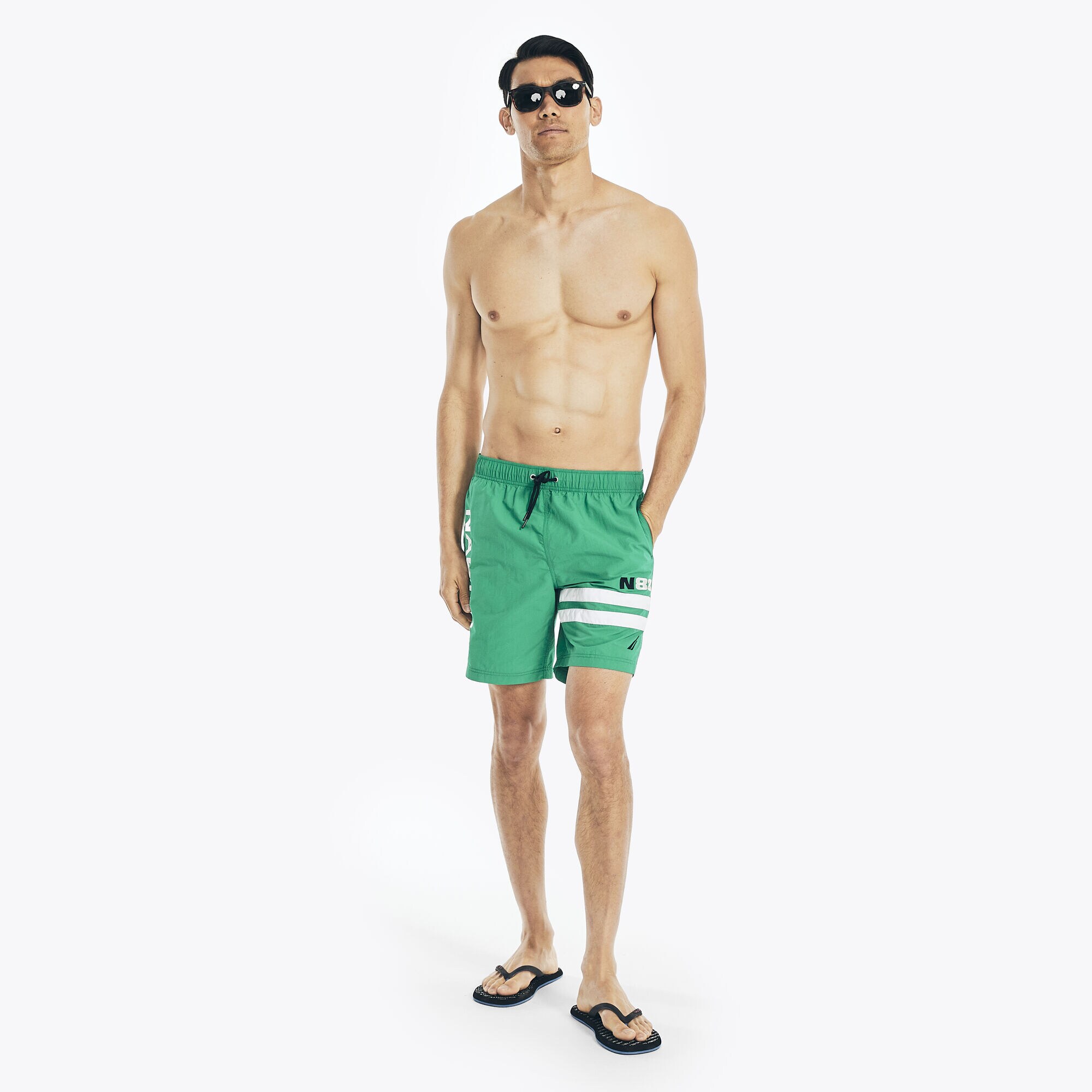 8" LOGO STRIPE QUICK-DRY SWIM,Dark Dill,large