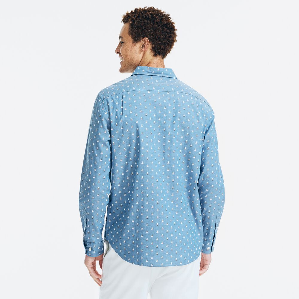 SAILBOAT PRINT OXFORD SHIRT,Star Sapphire,large