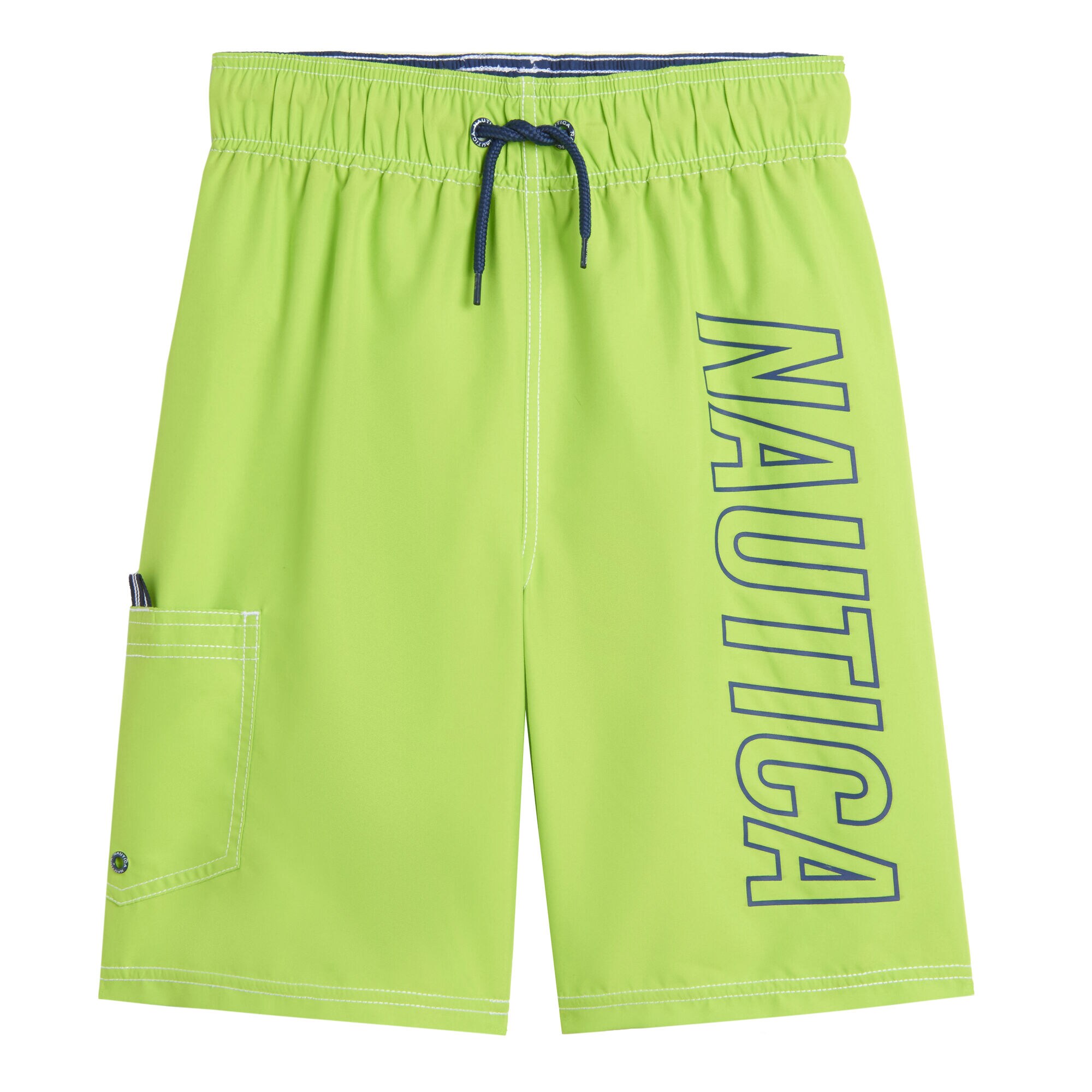 LITTLE BOYS' SIDE LOGO GRAPHIC SWIM SHORT (4-7),Green Terrain,large