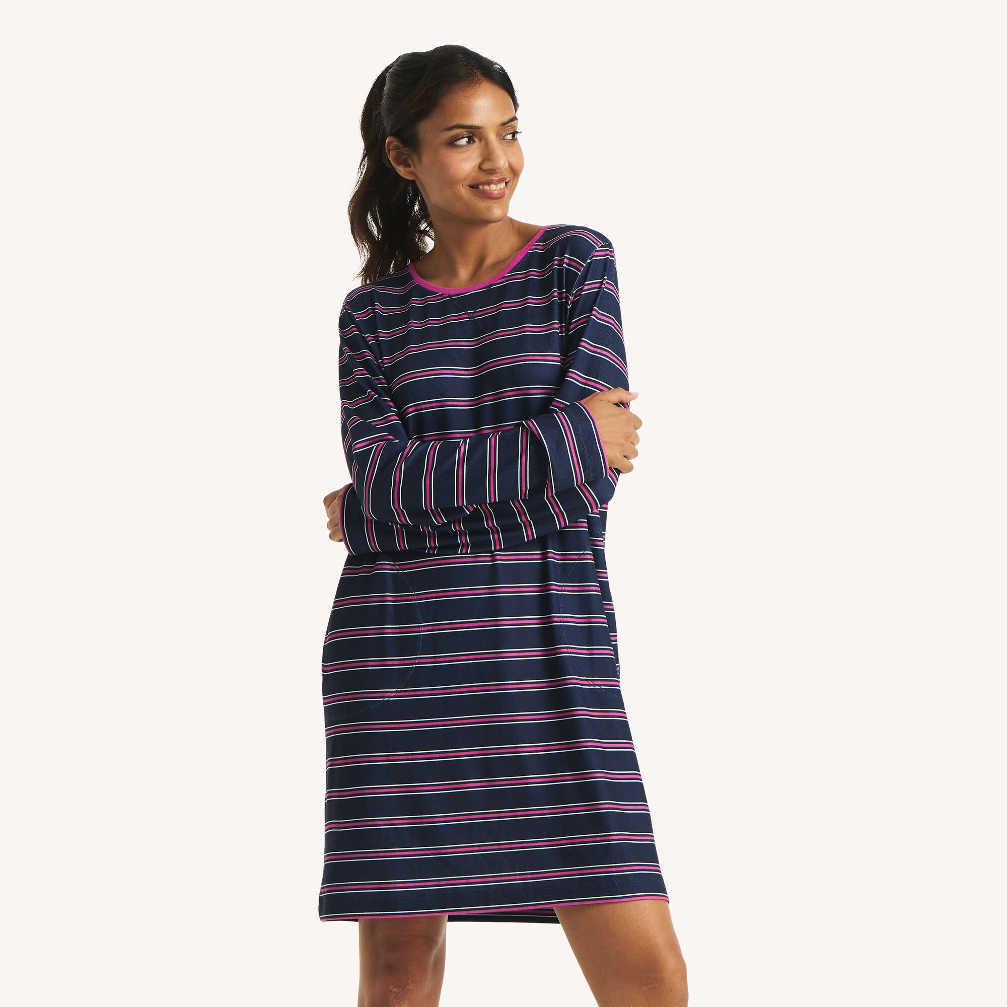 Long-Sleeve Striped Sleep Dress (00199971044080) photo