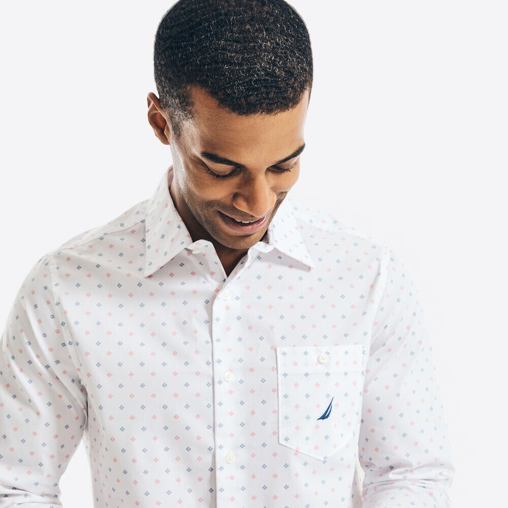 NAVTECH DIAMOND PRINT SHIRT,Bright White,large