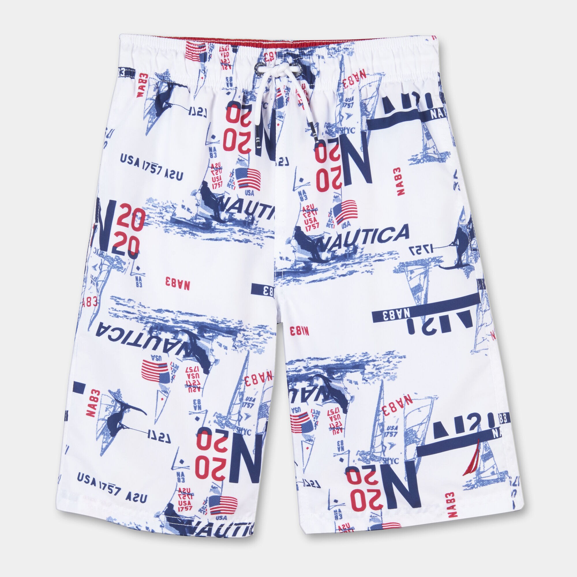 TODDLER BOYS' SAYLOR NAUTICAL PRINTED SWIM TRUNKS (2T-4T),Antique White Wash,large