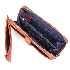 ZIP AROUND WRISTLET WITH REMOVABLE POUCH,Orange,large