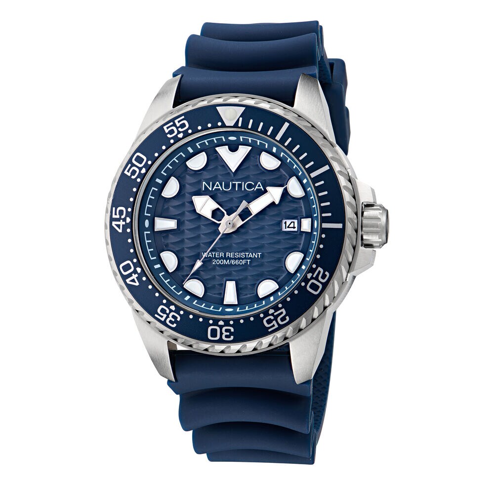 NCT Sea Dive Silicone Strap 3-Hand Watch,Ice Blue,large