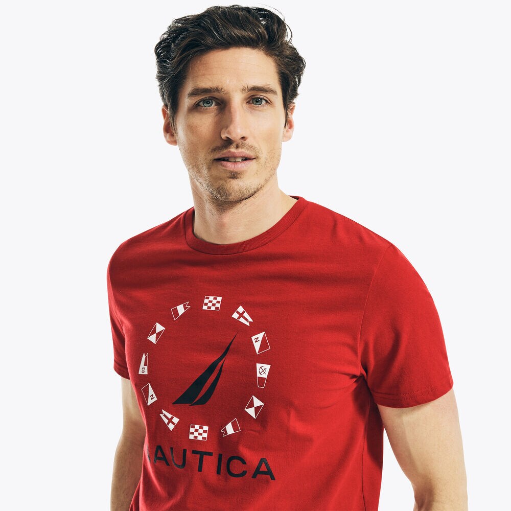 SUSTAINABLY CRAFTED FLAG GRAPHIC T-SHIRT,Nautica Red,large