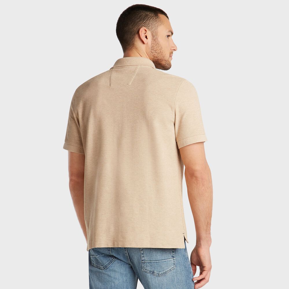 BIG & TALL STRETCH MESH POLO,Camel Heather,large