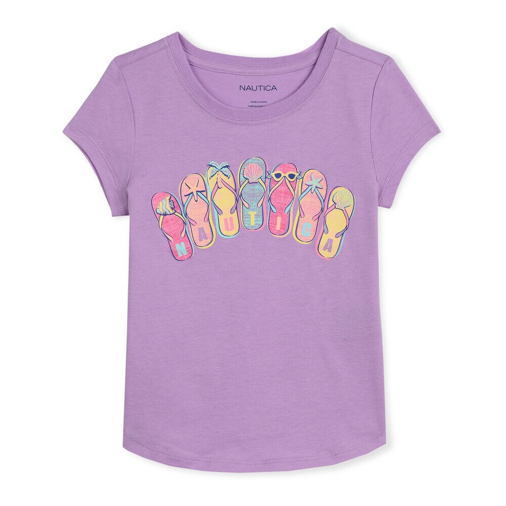 GIRL'S SANDALS GRAPHIC TEE (7 - 16),Tulip Pink.,large