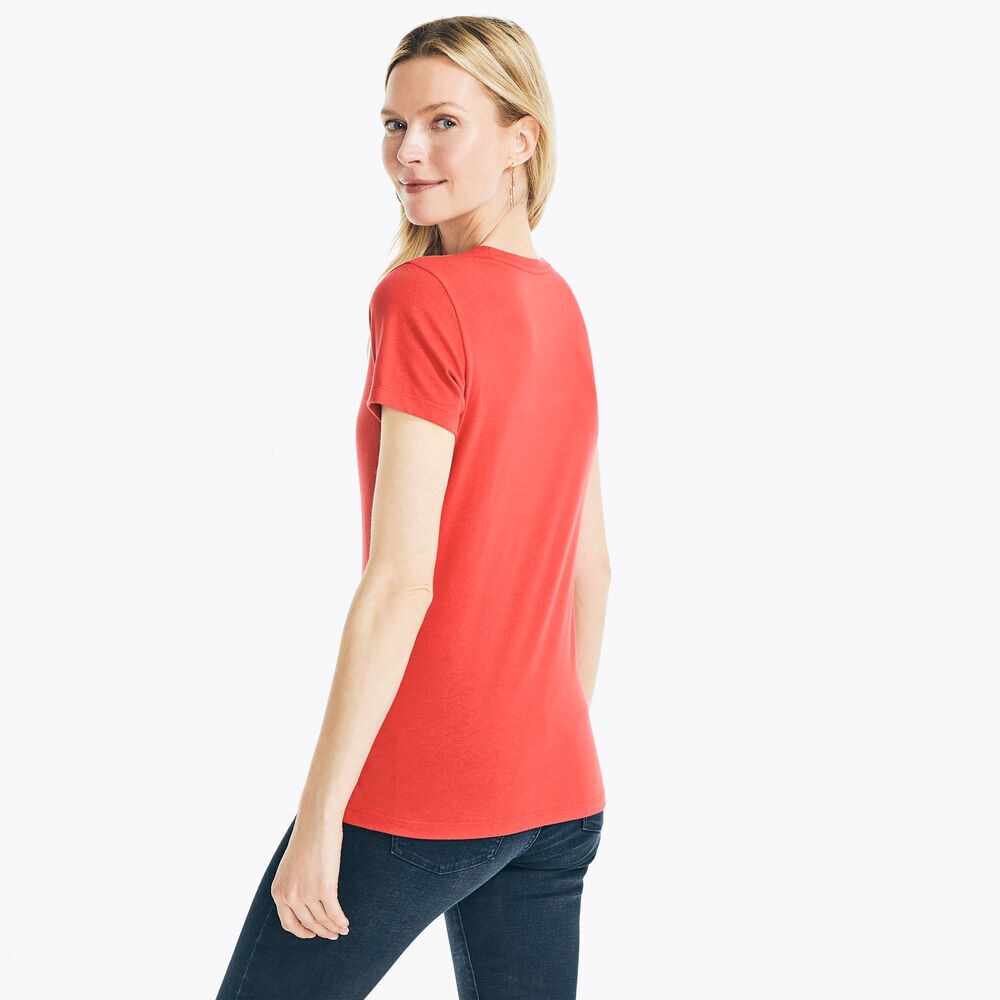 SUSTAINABLY CRAFTED SEQUIN BRAND ICON T-SHIRT,Tomales Red,large