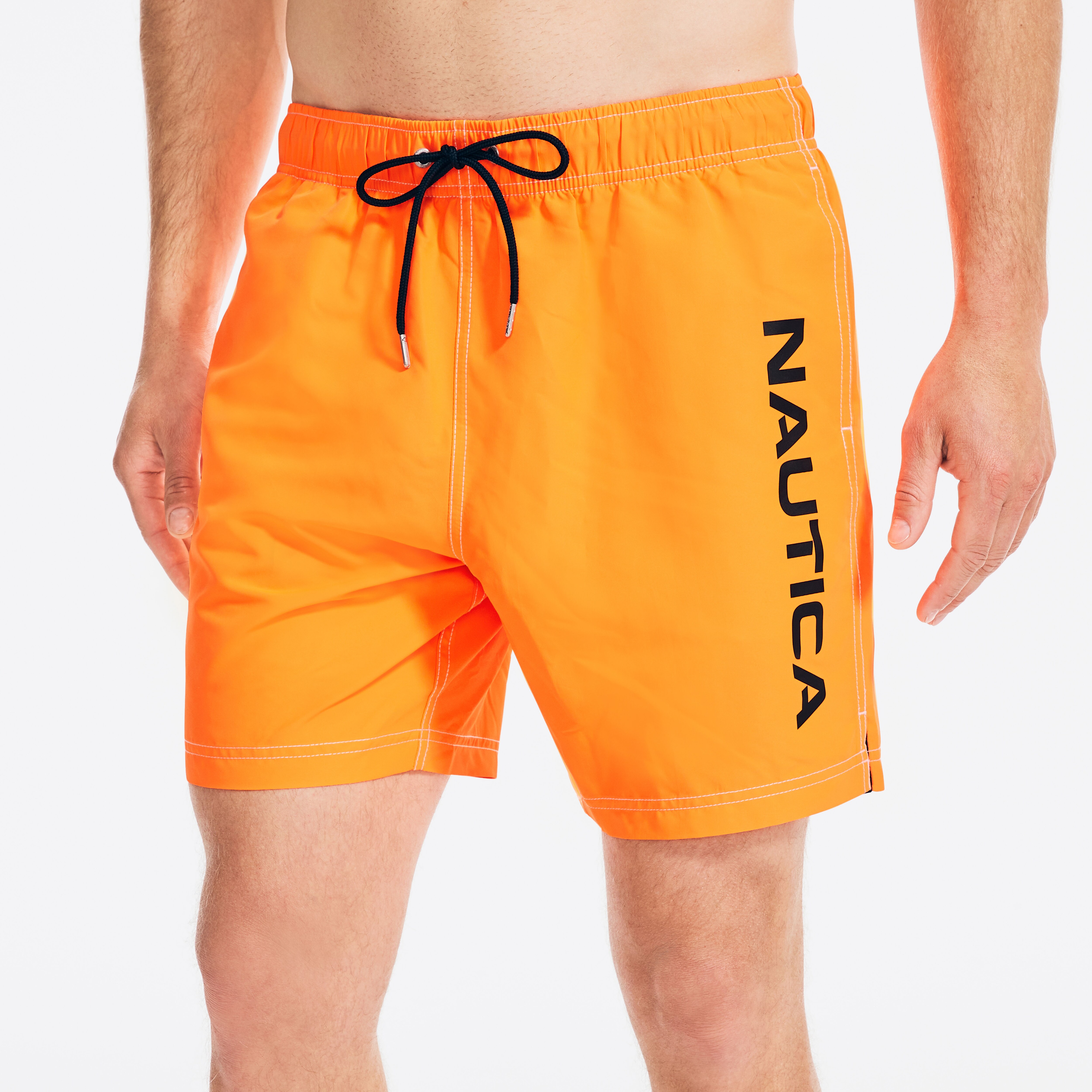 mens neon orange swim trunks