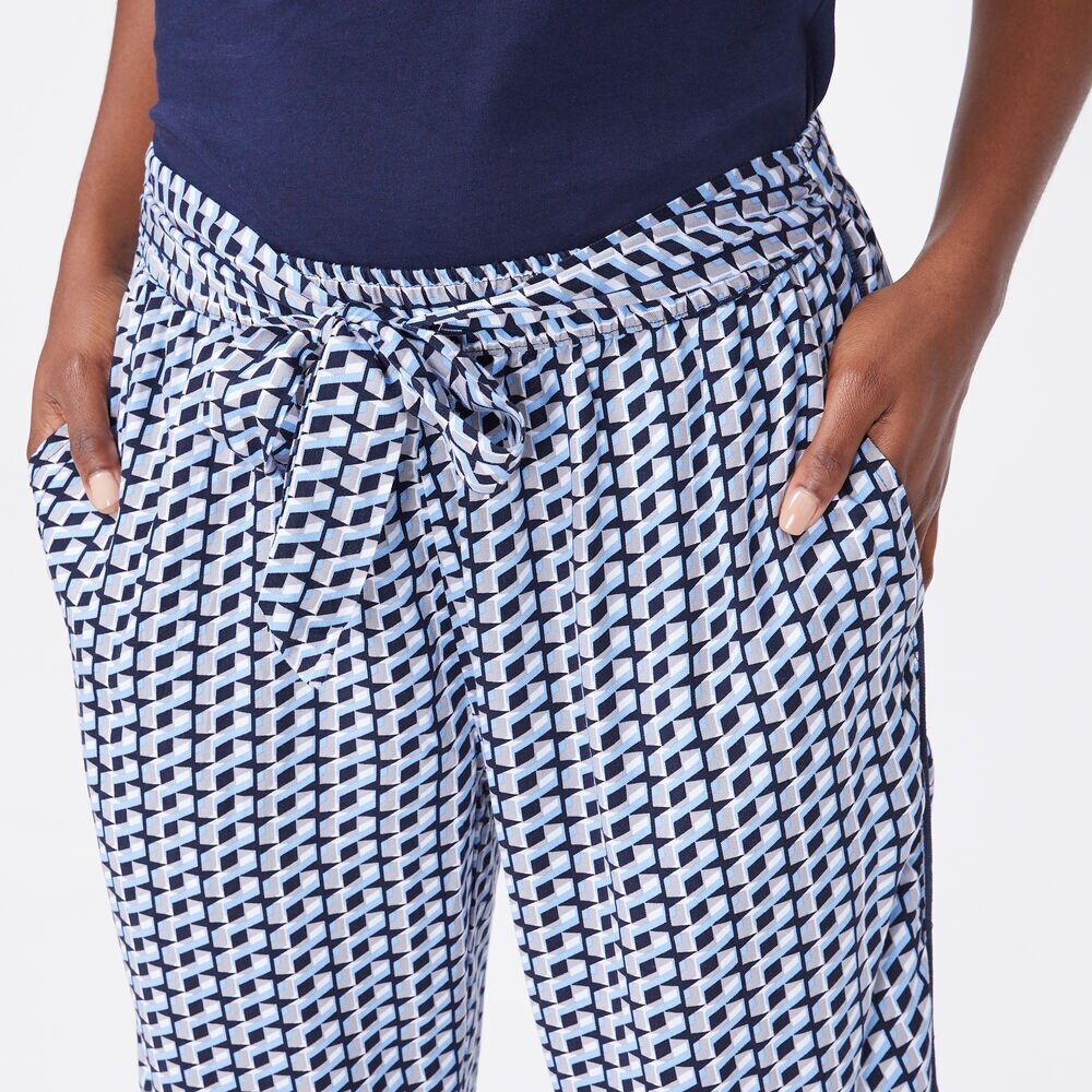 COLORBLOCK GEO PRINT PANTS,Bolt Blue,large