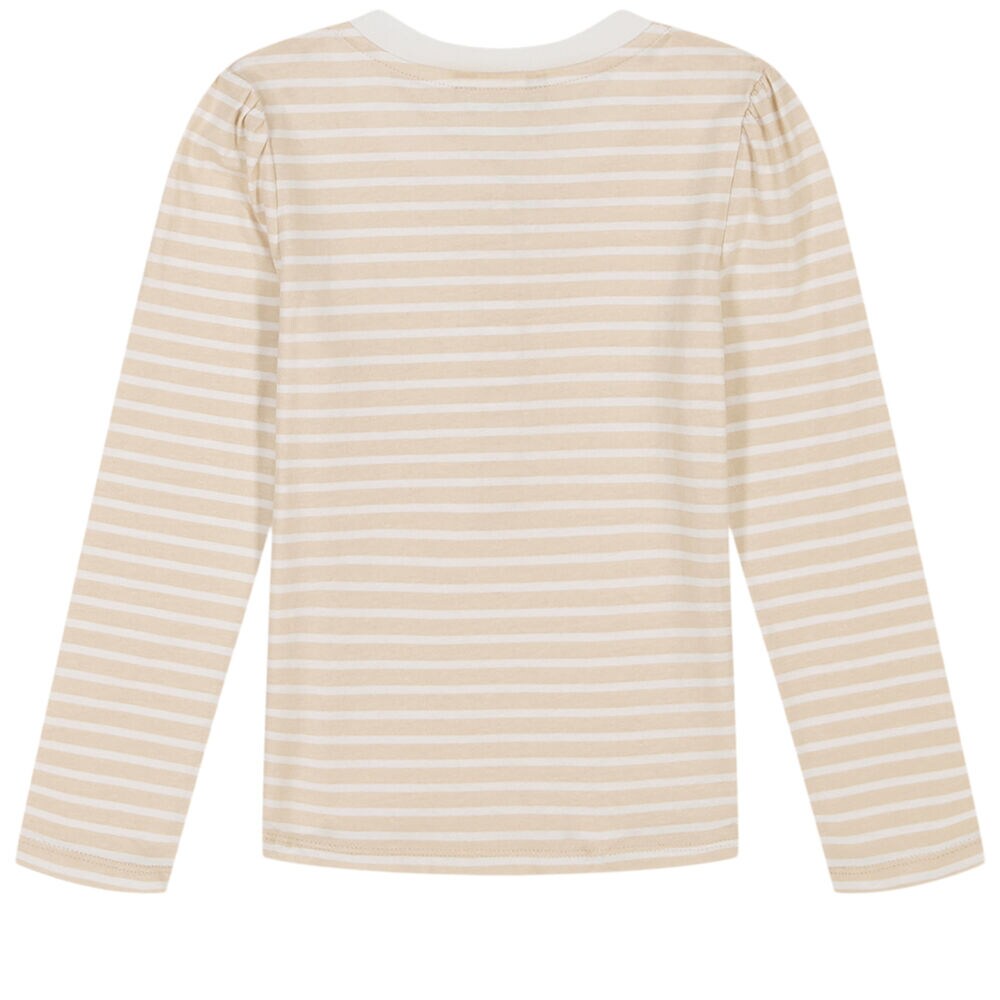 Toddler Girls' Striped Trim Long Sleeve Henley Top (2T-4T),Raw Umber,large
