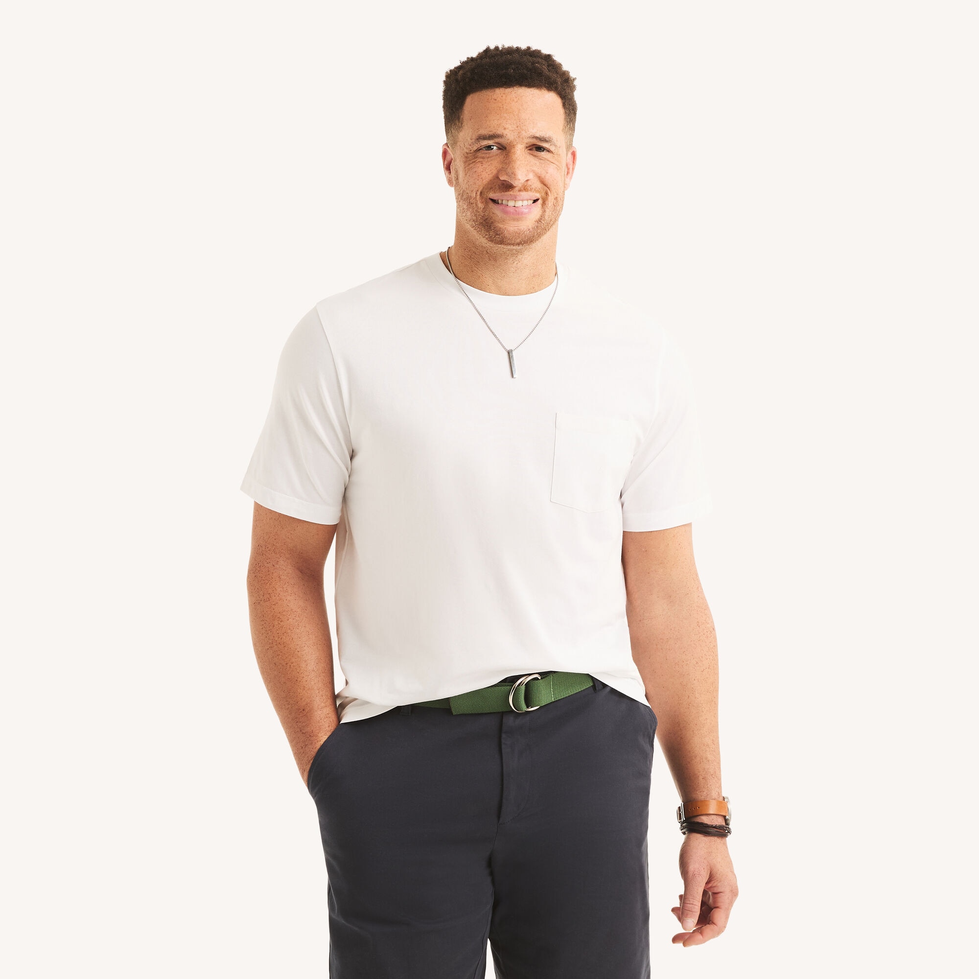 Big & Tall Performance Deck T-Shirt,Bright White,large