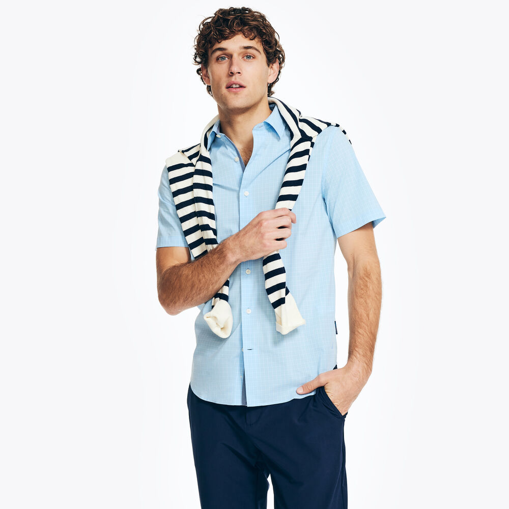 NAVTECH TRIM FIT PLAID SHIRT,Estate Blue,large