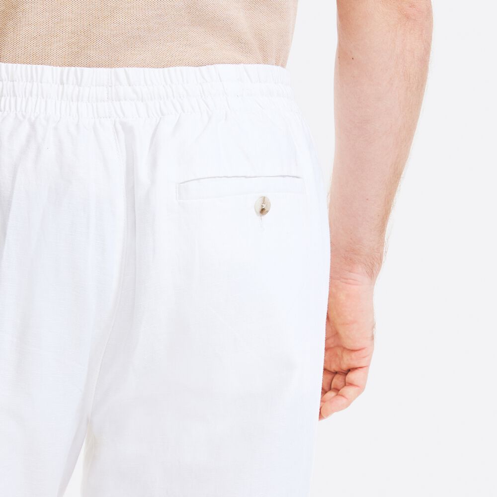 CLASSIC FIT LINEN PULL-ON PANT,Bright White,large
