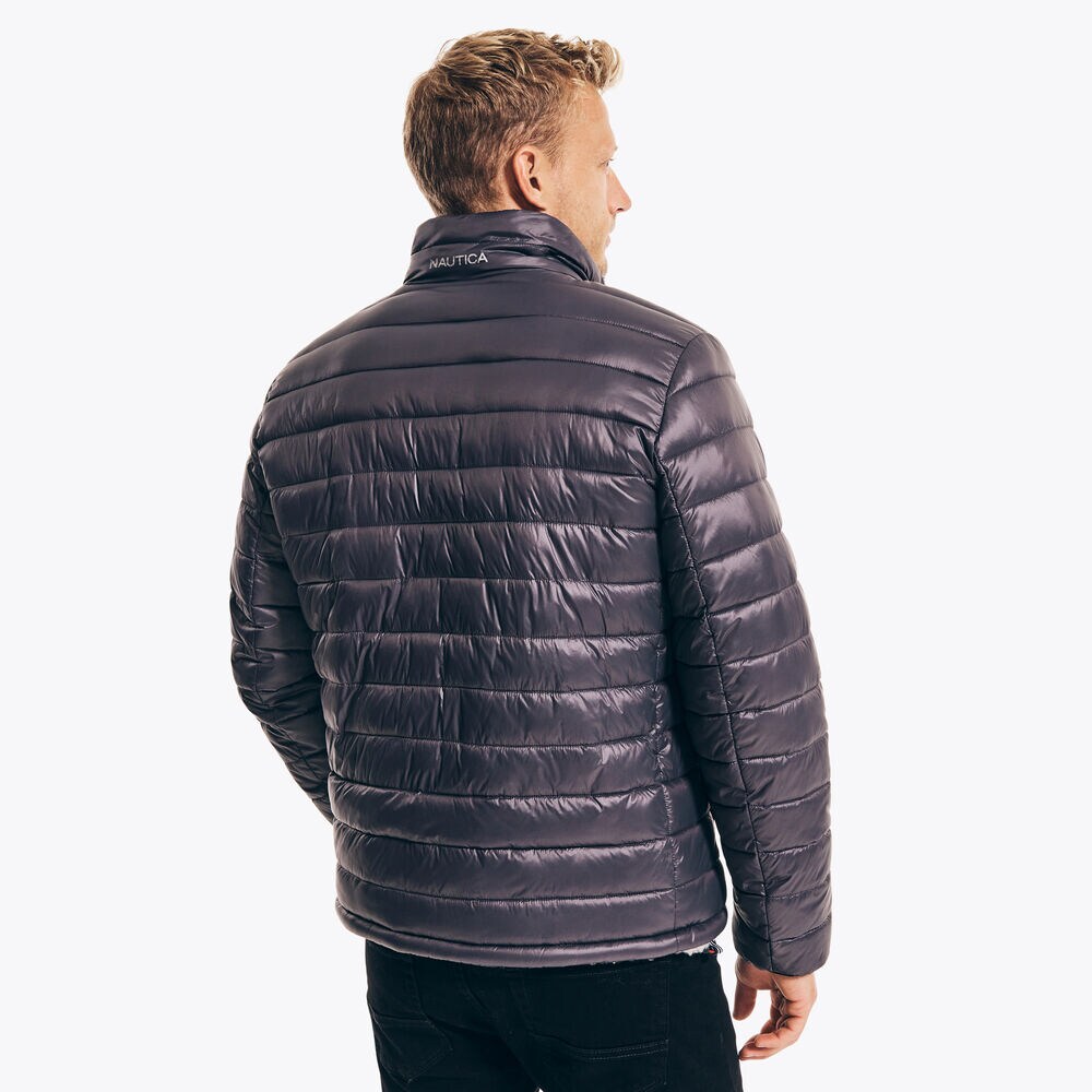 FLEECE-LINED PUFFER JACKET,Mist Heather,large