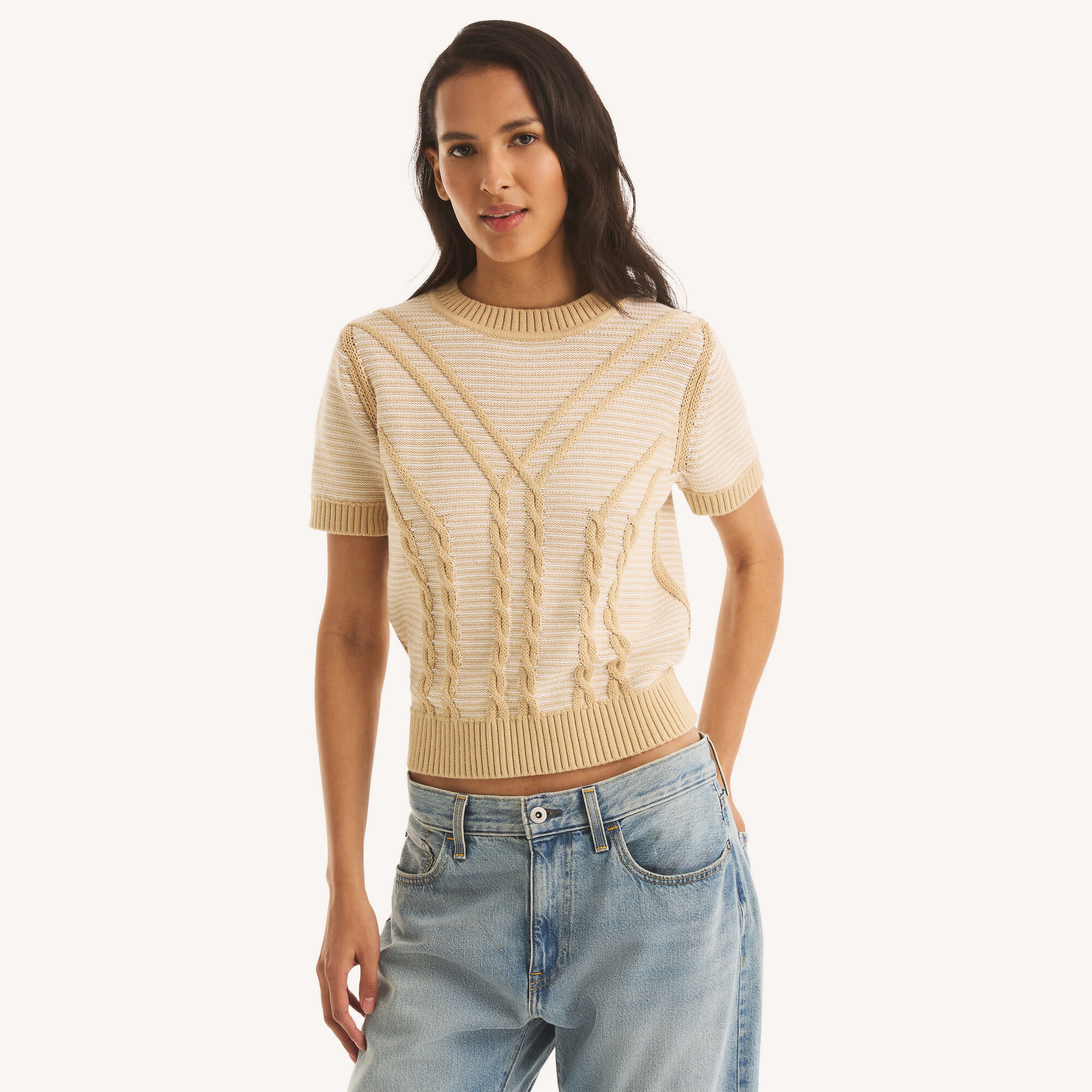 Cable-Knit Sweater,Chino,large
