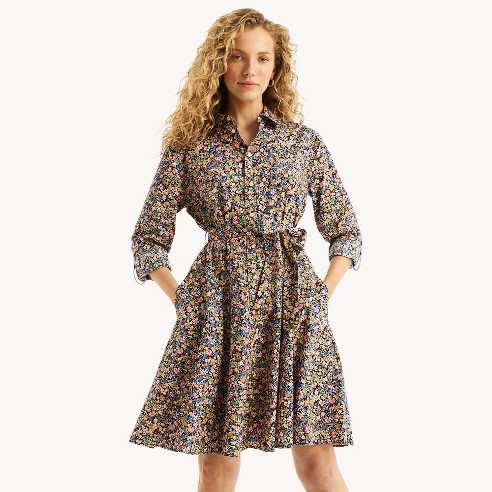 Printed Button-Front Dress,Multi,large