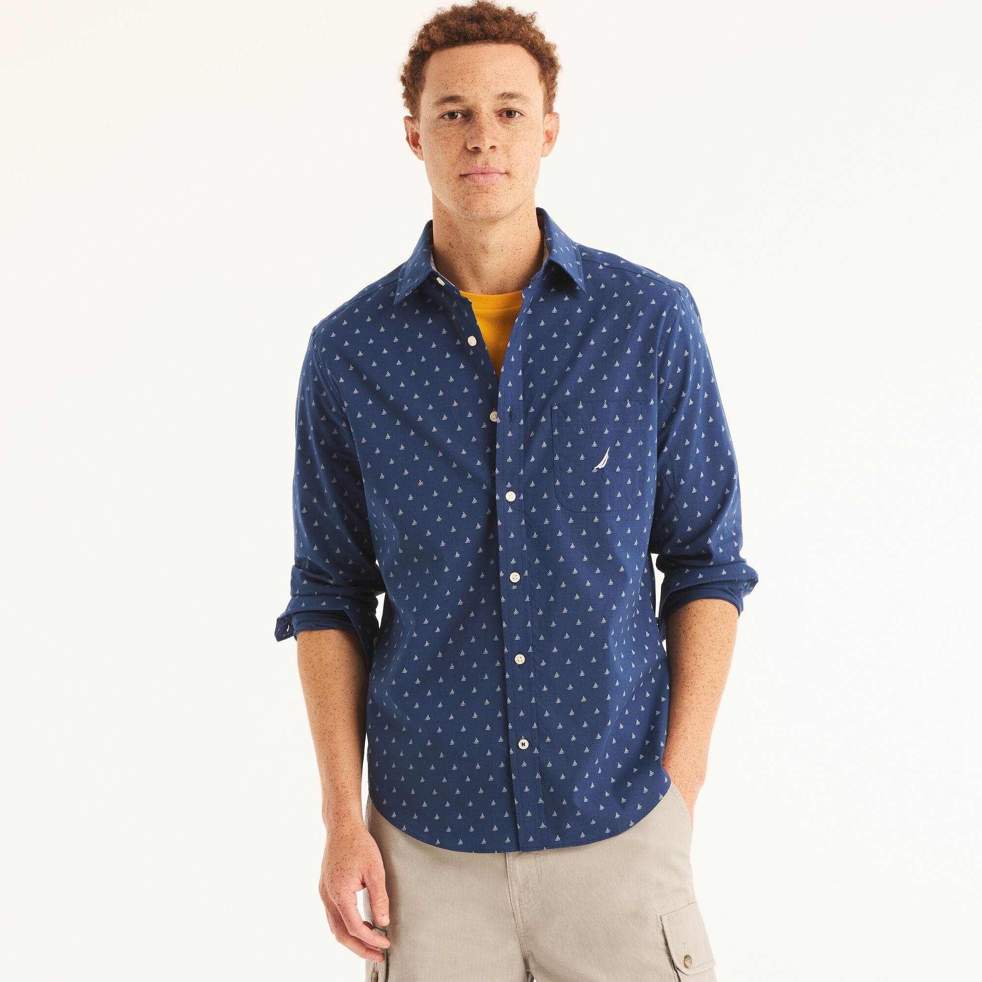 Printed Shirt,Estate Blue,large