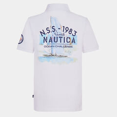 LITTLE BOYS' STRIPE FRONT GRAPHIC BACK HERITAGE POLO (4-7),Antique White Wash,large