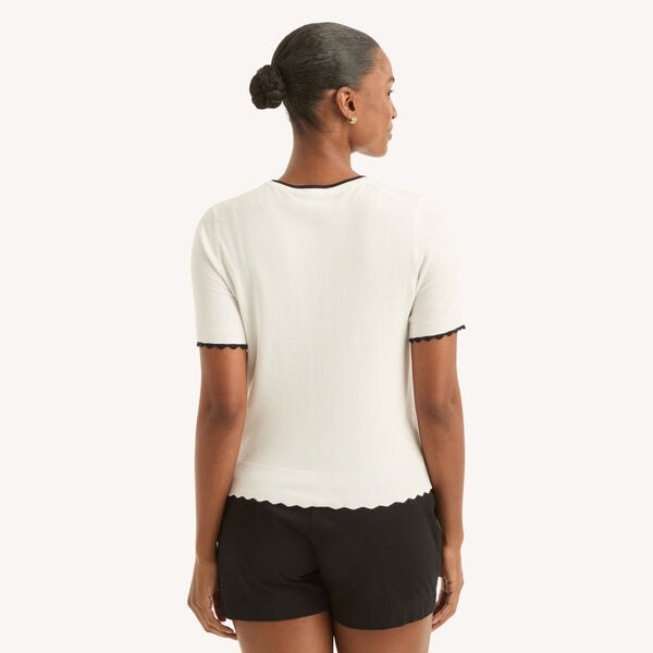 Scalloped Short-Sleeve Sweater
