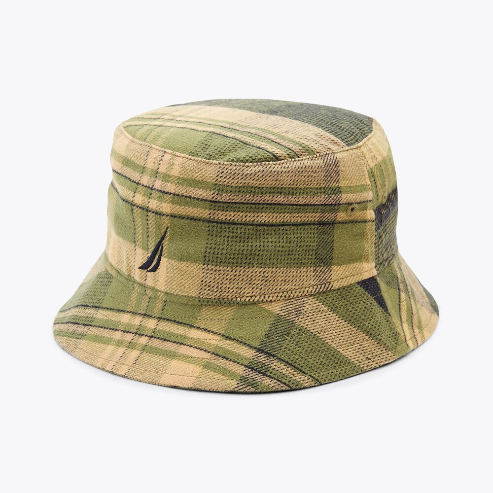 Flannel Bucket Hat,Olive Vine,large