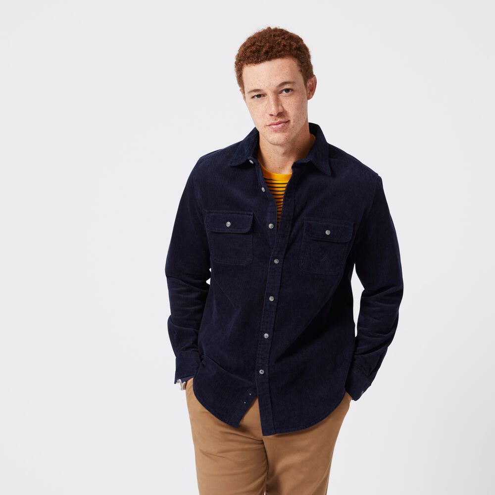 CORDUROY OVERSHIRT,Navy,large