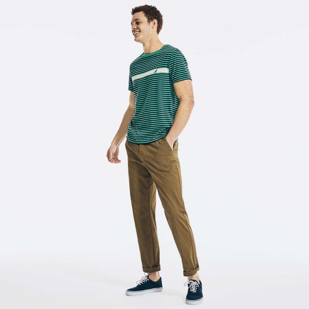 STRIPED BRAND ICON T-SHIRT,Bright Willow,large