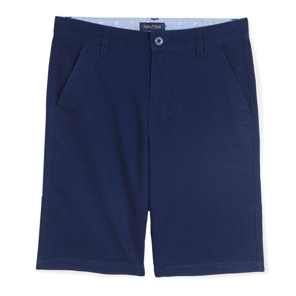 BOYS' FLAT FRONT DECK SHORT,Oyster Bay Blue,large