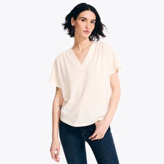 V-Neck Top,Almond,large