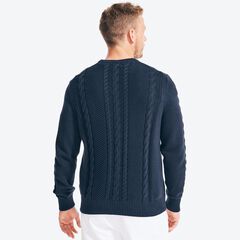 CABLE-KNIT SWEATER,Navy,large